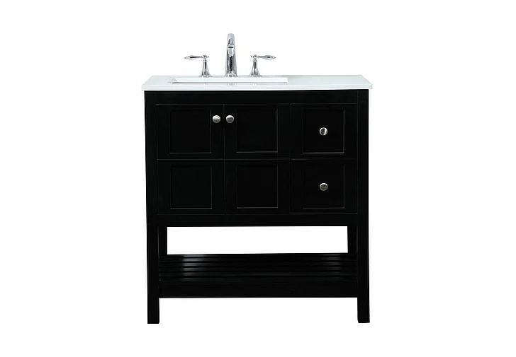 Elegant 32 In. Single Bathroom Vanity in Black VF16432BK