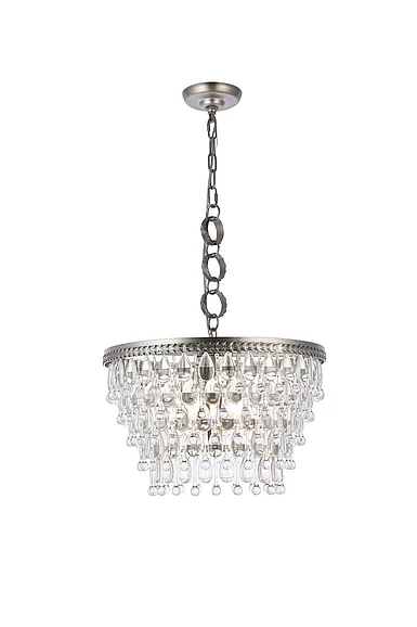 Elegant Nordic 5 Light Antique Silver Pendant Clear Royal Cut Crystal 1219D19AS/RC