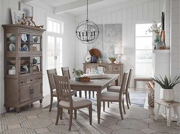 Magnussen Furniture Lancaster 7pc Rectangular Dining Set in Dovetail Grey