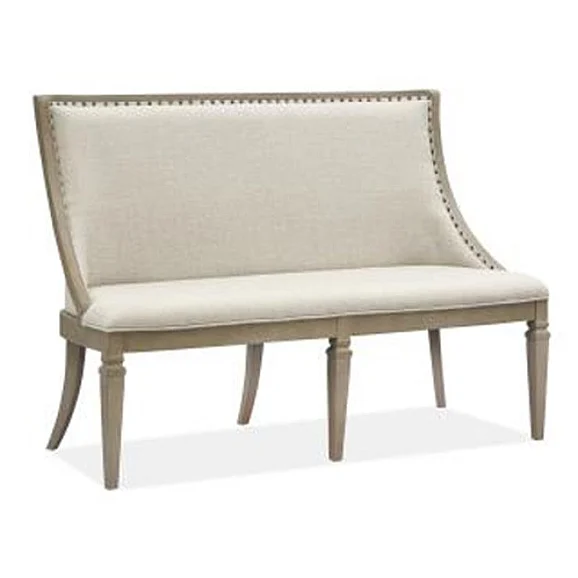 Magnussen Furniture Lancaster Bench with Upholstered Seat and Back in Dovetail Grey D4352-78