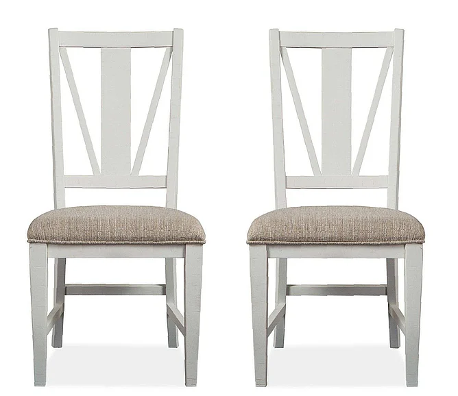 Magnussen Furniture Heron Cove Dining Side Chair with Upholstered Seat in Chalk White (Set of 2)