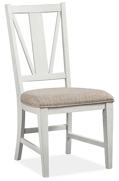 Magnussen Furniture Heron Cove Dining Side Chair with Upholstered Seat in Chalk White (Set of 2)
