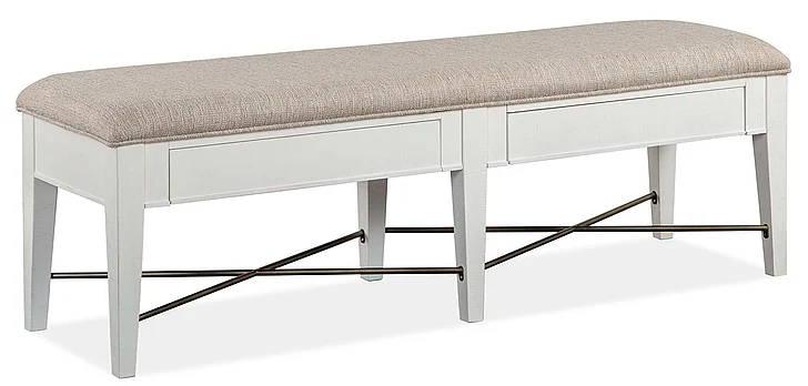 Magnussen Furniture Heron Cove Bench with Upholstered Seat in Chalk White D4400-68 PROMO