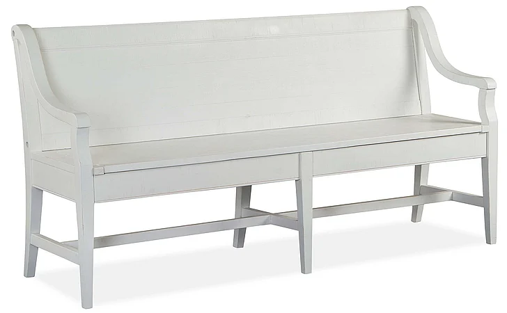 Magnussen Furniture Heron Cove Bench with Back in Chalk White D4400-79