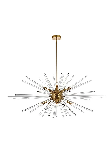 Elegant Sienna 42 In. Crystal Rod Pendant in Gold 2502D42SG