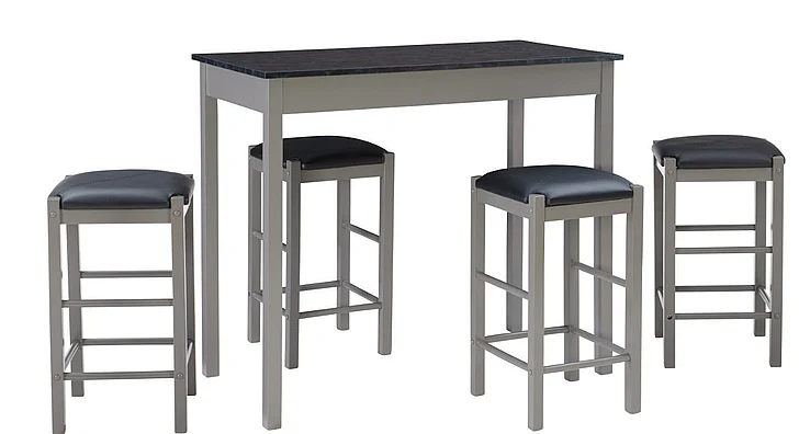 Linon Lancer 5Pc Tavern Set Grey Faux Marble TS51GRY01U