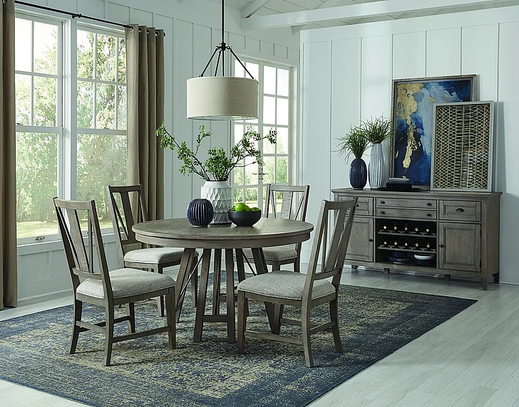 Magnussen Furniture Paxton Place 5pc Round Dining Room Set in Dovetail Grey