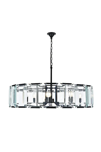 Elegant Monaco 10 Light Flat Black (Matte) Chandelier Clear Glass Crystal 1211D43FB