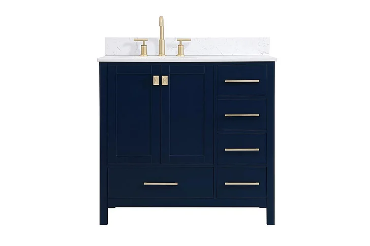 Elegant 36 In. Single Bathroom Vanity in Blue with Backsplash VF18836BL-BS