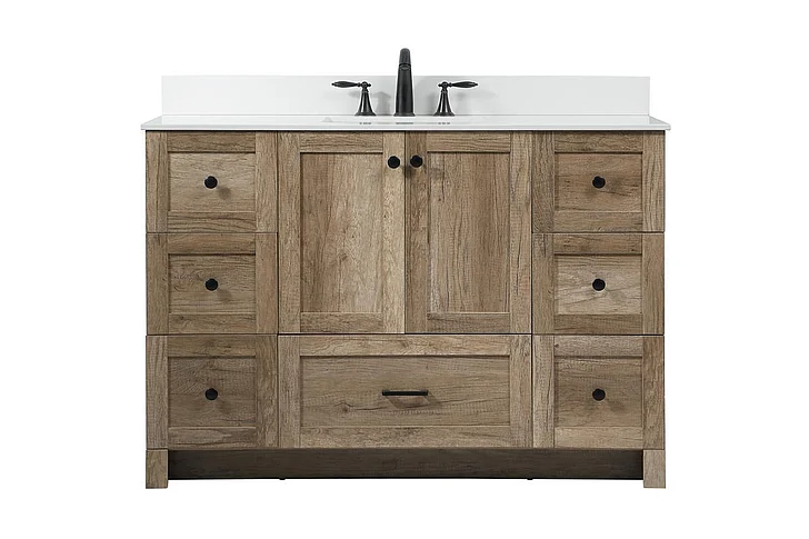 Elegant 48 In. Single Bathroom Vanity in Natural Oak with Backsplash VF2848NT-BS