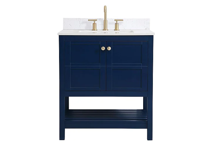 Elegant 30 In. Single Bathroom Vanity in Blue with Backsplash VF16430BL-BS