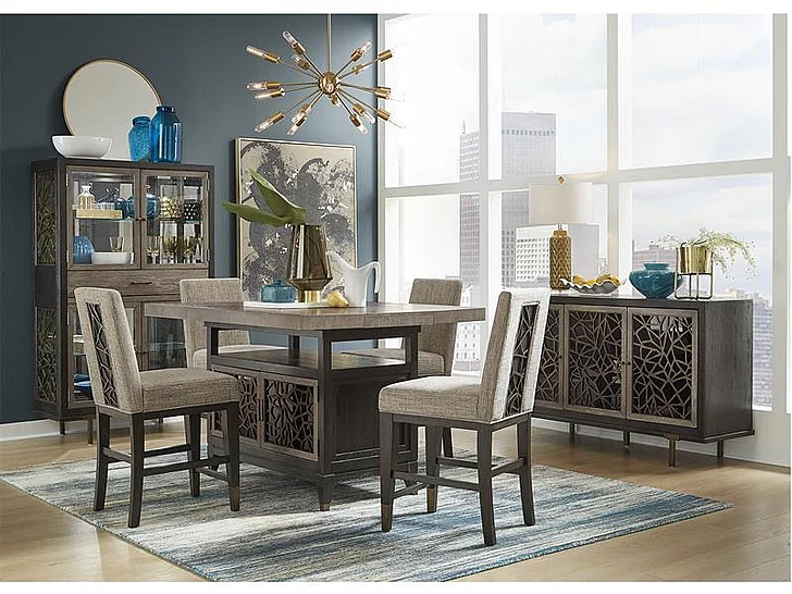 Magnussen Furniture Ryker 7-pieces Rectangular Counter Dining Room Set in Nocturn Black