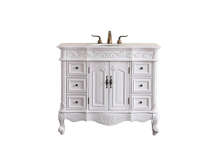 Elegant 42 In. Single Bathroom Vanity Set in Antique White VF38842AW