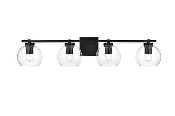 Elegant Juelz 4 Light Black and Clear Bath Sconce LD7311W34BLK CLOSEOUT