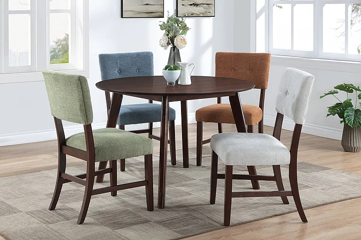 New Classic Tioga 5pc Round Counter Dining Room Set in Brown Cherry