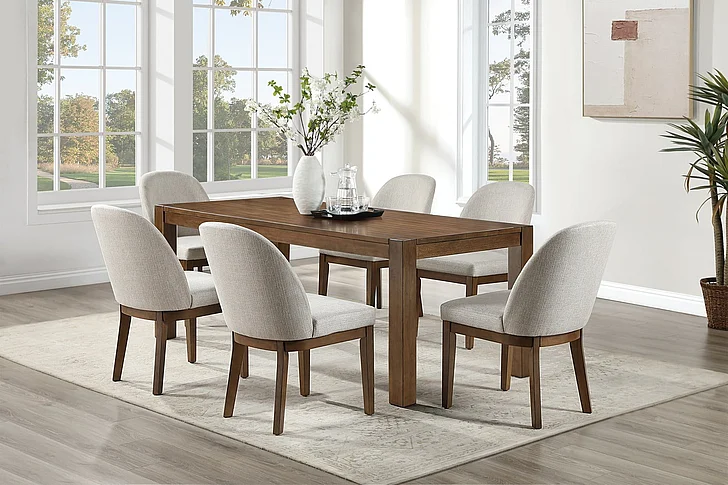 New Classic Phoenix 7pc 78" Rectangular Dining Room Set in Chestnut