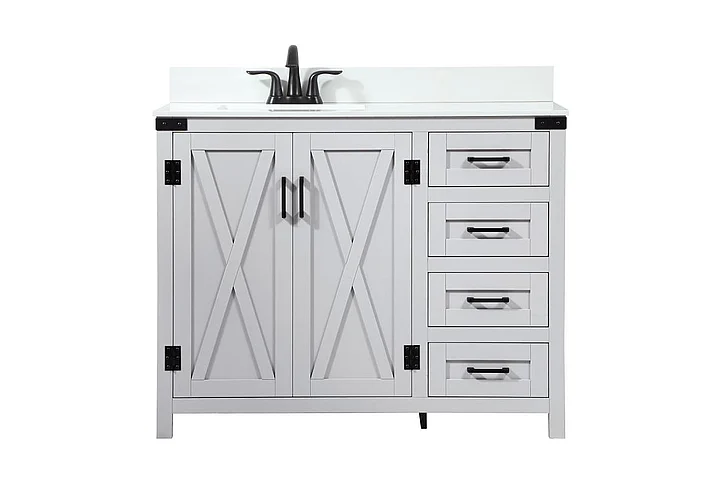 Elegant 42 In. Single Bathroom Vanity in Grey with Backsplash VF90242GR-BS