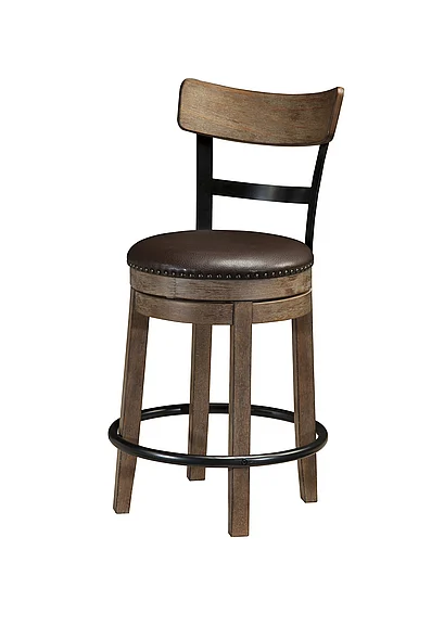 Pinnadel Upholstered Counter Height Swivel Barstool (Set of 2) in Light Brown D542-124 FedEx/UPS