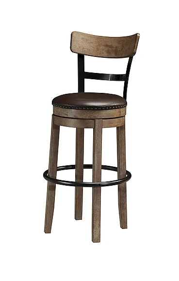 Pinnadel Tall Upholstered Swivel Barstool (Set of 2) in Light Brown D542-130 FedEx/UPS