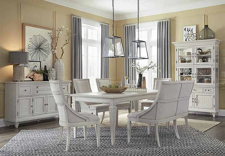 Magnussen Furniture Newport 6-pieces Rectangular Dining Room Set in Alabaster