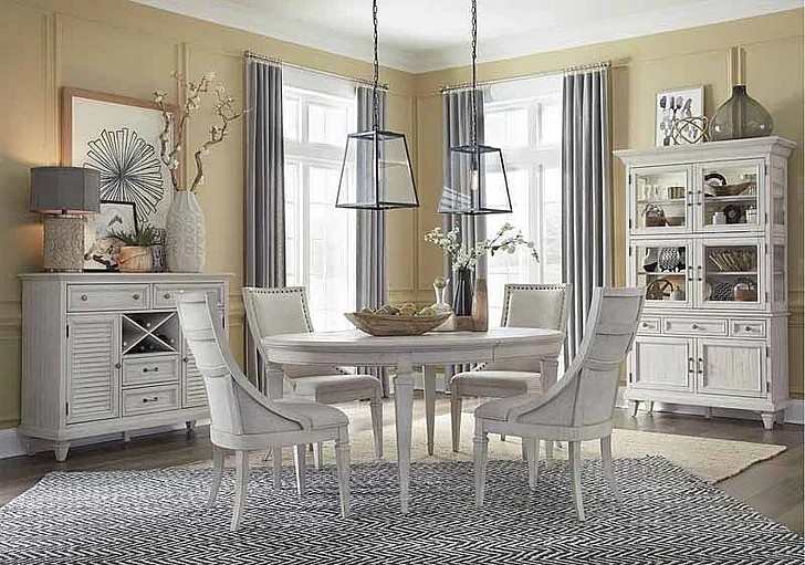 Magnussen Furniture Newport 5-pieces Round Dining Room Set in Alabaster