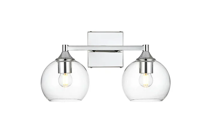 Elegant Foster 2 Light Chrome and Clear Bath Sconce LD7308W16CH