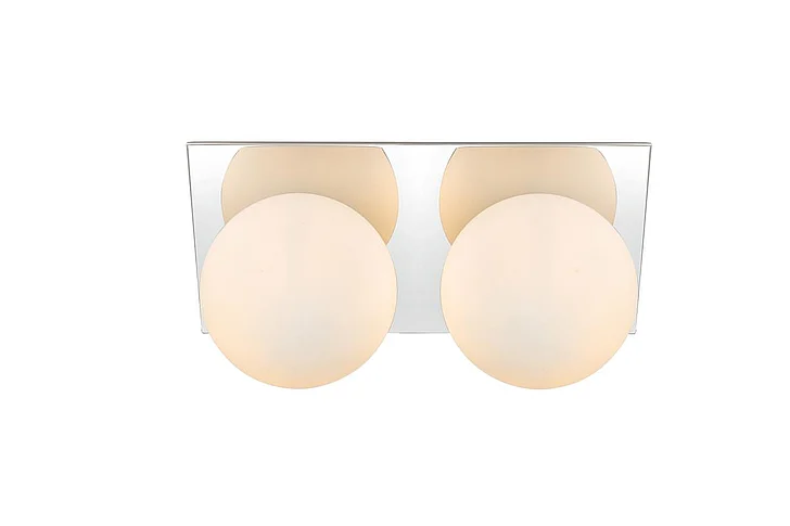 Elegant Jillian 2 Light Chrome and Frosted White Bath Sconce LD7304W14CH CLOSEOUT