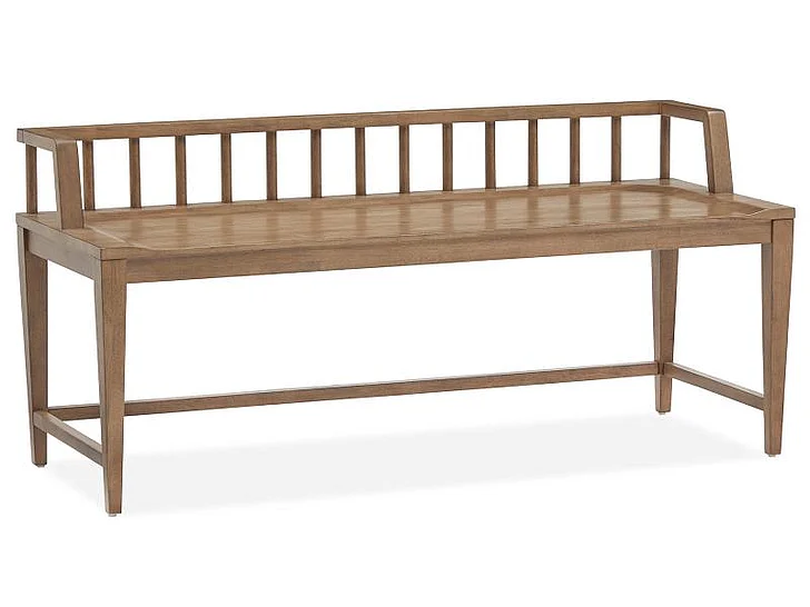 Magnussen Lindon Arm Bench w/ Low Back in Belgian Wheat D5570-79