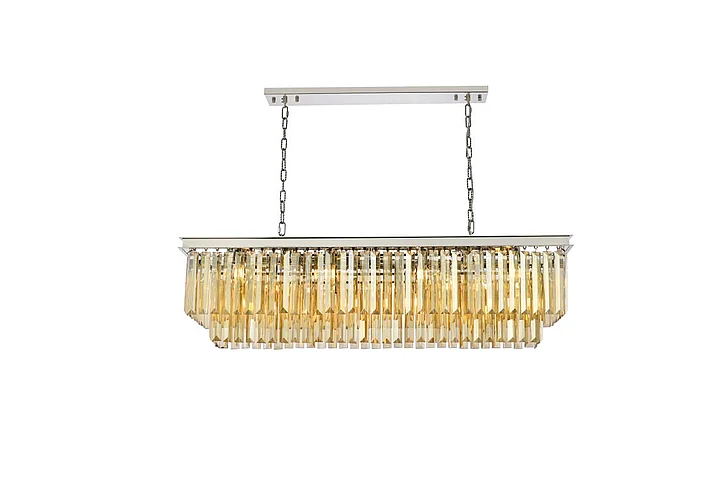 Elegant Sydney 12 Light Polished Nickel Chandelier Golden Teak (Smoky) Royal Cut Crystal 1232D50PN-GT/RC