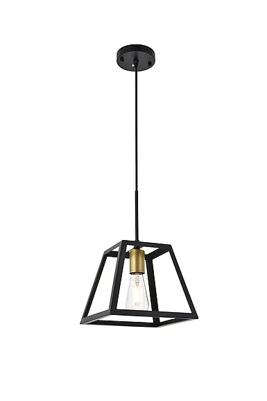 Elegant Resolute 1 Light Brass and Black Pendant LD4061D10BRB CLOSEOUT