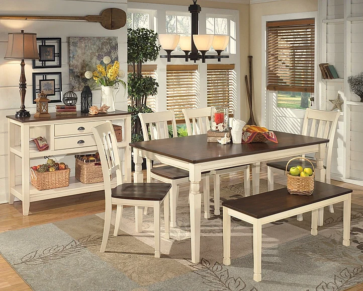 Whitesburg 7-Piece Casual Dining Room Set in Brown/Cottage White
