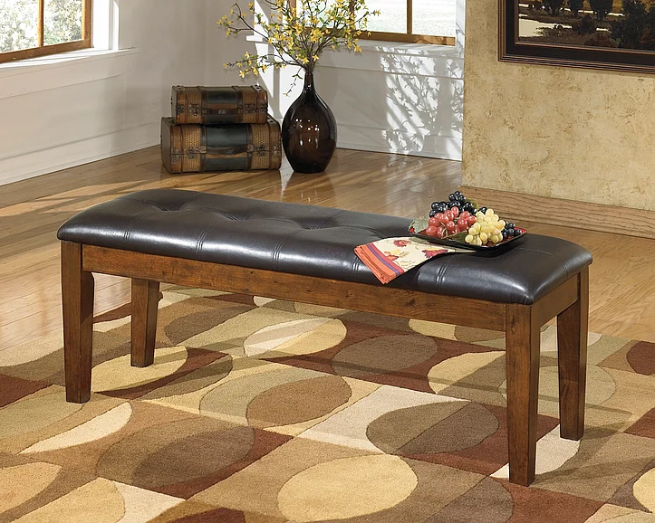 Ralene Large Upholstered Dining Room Bench in Medium Brown D594-00 FedEx/UPS