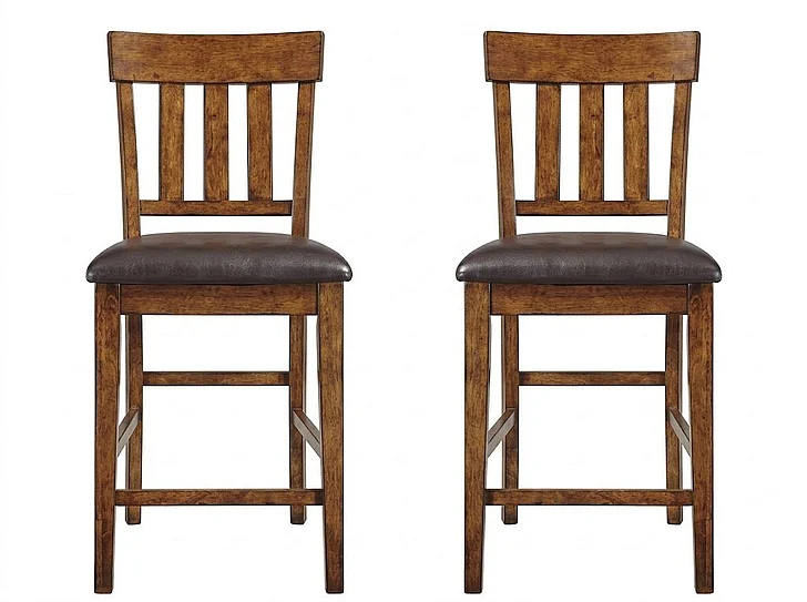 Ralene Upholstered Bar Stool in Medium Brown (Set of 2) D594-124 FedEx/UPS