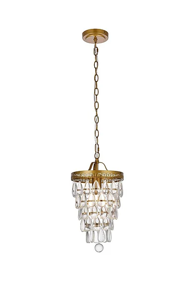 Elegant Reese 9 In. Pendant in Brass LD714D9BR CLOSEOUT