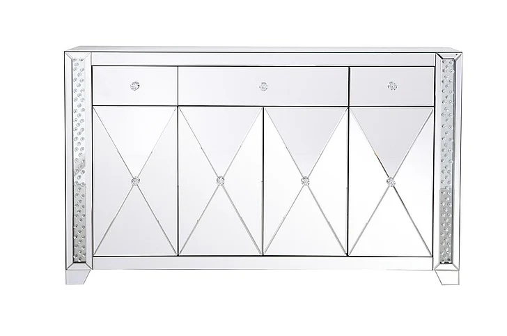 Elegant 60 in Clear Crystal Mirrored Credenza MF91057 CLOSEOUT