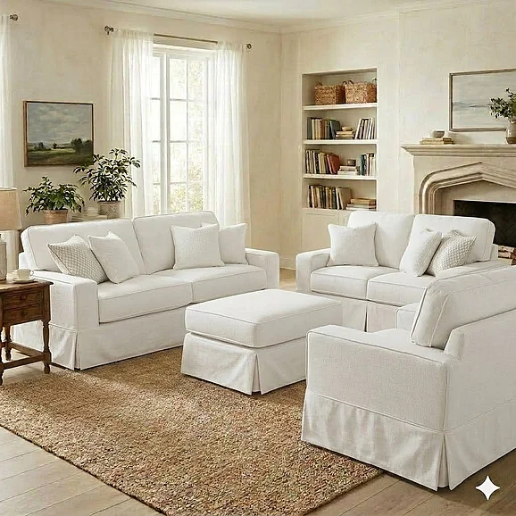 Sunset Trading Americana 3pc Living Room Set in White