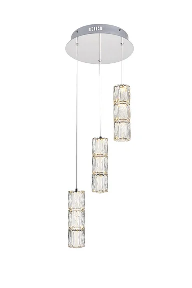 Elegant Polaris Led Light Chrome Pendant Clear Crystal 3500D3RC