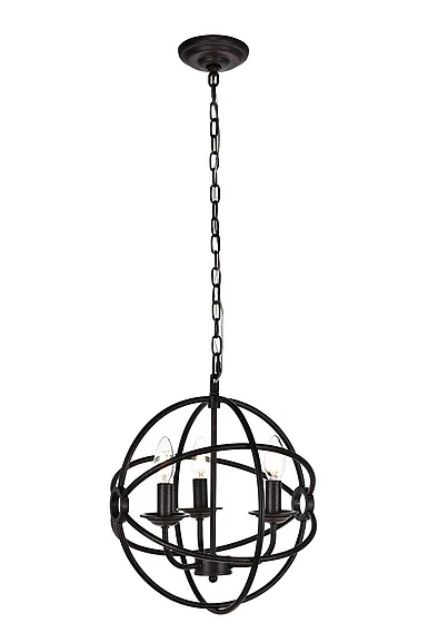 Elegant Octavia Collection Pendant D14 H15 LT:3 Dark Brown Finish LD4006D14DB CLOSEOUT