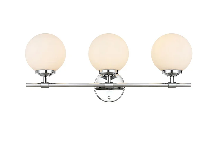 Elegant Ansley 3 Light Chrome and Frosted White Bath Sconce LD7301W24CH CLOSEOUT