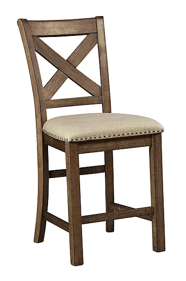 Moriville Upholstered Bar Stool in Nutmeg Brown (Set of 2) D631-124 FedEx/UPS