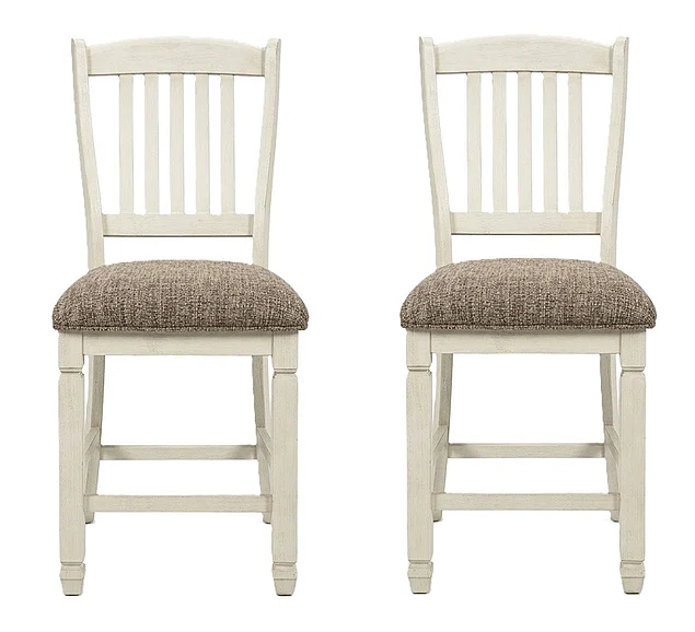 Bolanburg Upholstered Barstool in Antique White (Set of 2) FedEx/UPS