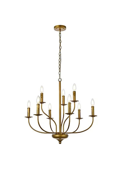 Elegant Westley 9 Lights Pendant in Brass LD7047D28BR