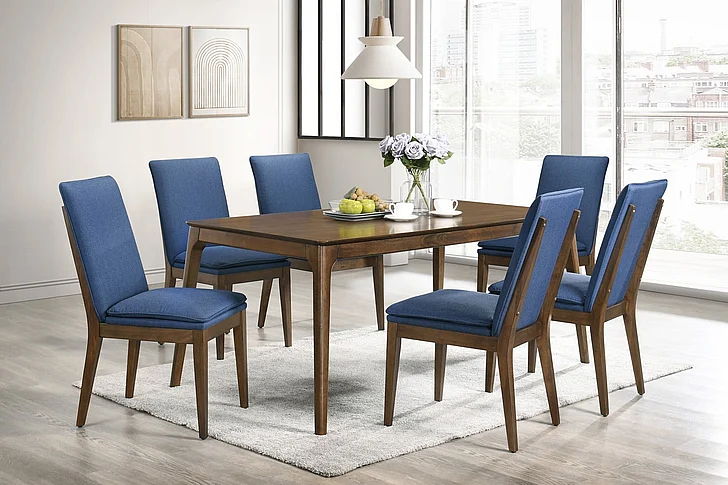 New Classic Maggie 7pc Dining Room Set in Walnut