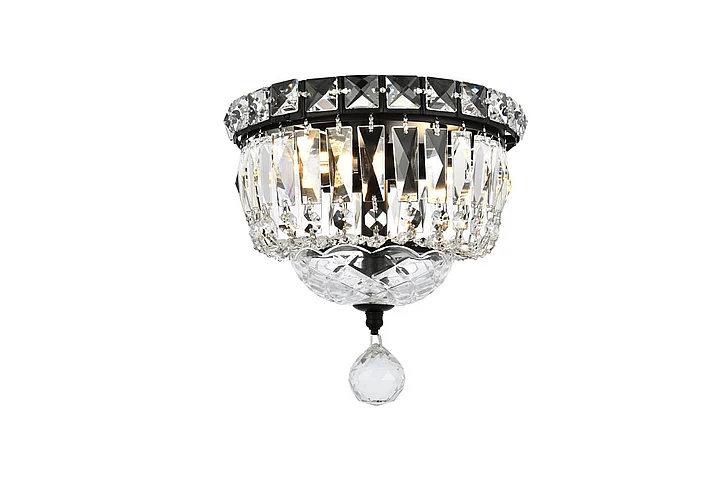 Elegant Tranquil 8 In. Black Flush Mount V2528F8BK/RC