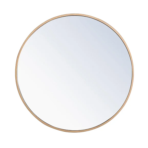 Elegant Metal Frame Round Mirror 24 In. Brass Finish MR4032BR