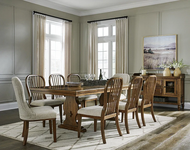 Sturlayne 9-Piece Casual Dining Room Set in Brown
