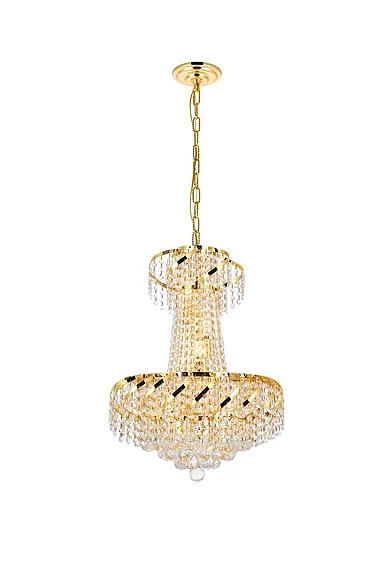 Elegant Belenus 6 Light Gold Pendant Clear Royal Cut Crystal VECA1D18G/RC CLOSEOUT