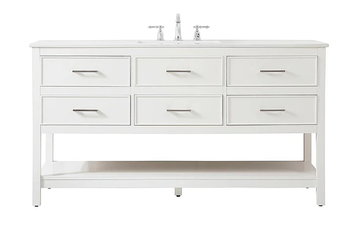 Elegant 60 In. Single Bathroom Vanity in White VF19060WH