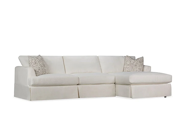 Klaussner Cozy Bentley 2 Piece Slipcover Sectional (LAF Sofa and RAF Chaise) in White