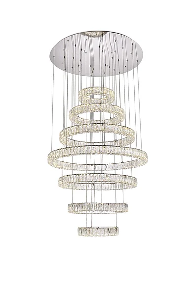 Elegant Monroe 40 In. Led Seven Ring Chandelier in Chrome 3503G7LC